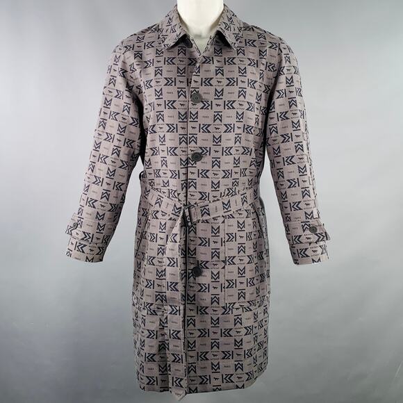 MAISON KITSUNE Size XS Grey Navy Monogram Polyester Blend Coat - Picture 1 of 7